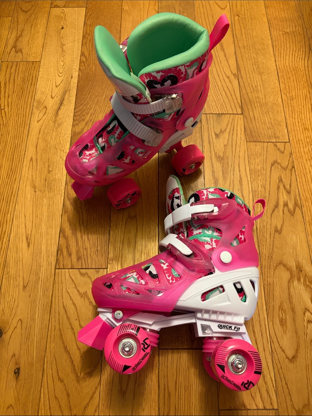 Roller Derby Adjustable Kids Pink Roller Skates with liner quick fit